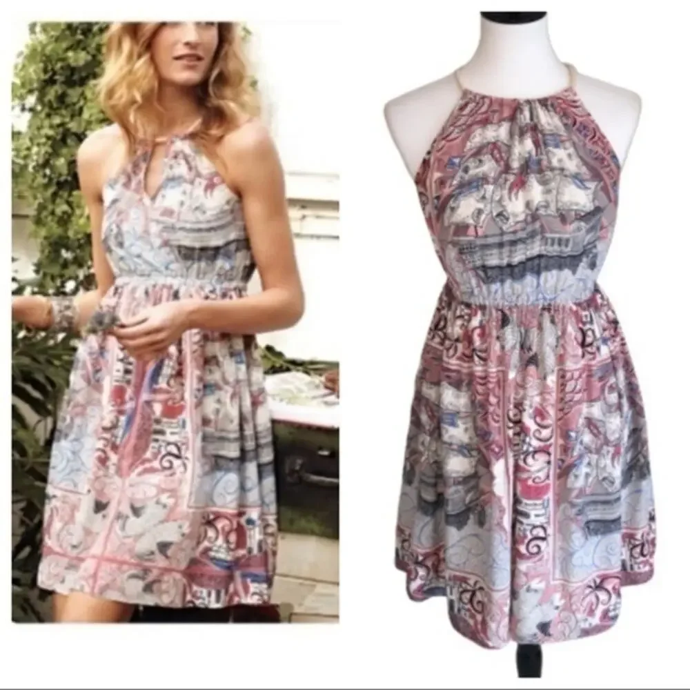 Anthro Floreat Castle Lake Rope Tie Dress XS EUC - Picture 2 of 8